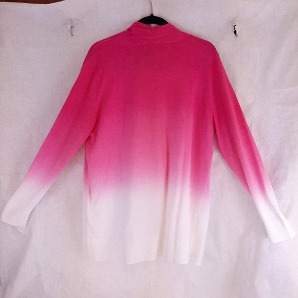 Lands End Pink Ombre Open Sweater cardigan jacket with pockets Sz Large NWOT - Picture 4 of 9